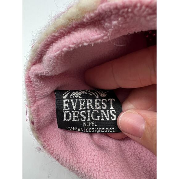 Everest Design Kids Small 6-12 mo pink floral crochet Beanie Hat Cap lined - Picture 5 of 8